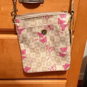 Coach Crossbody Bag with Pink Butterfly Design
